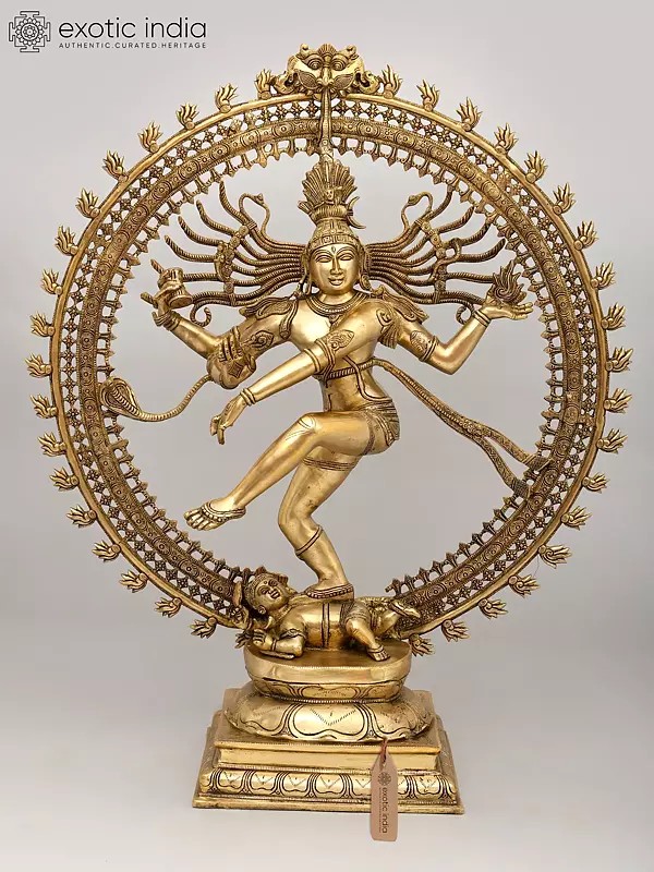 Lord Shiva as Nataraja: 36" Large Dancing Brass Sculpture