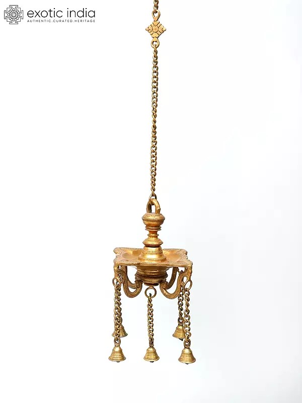 6" Four Wicks Designer Lamp with Dangling Bells