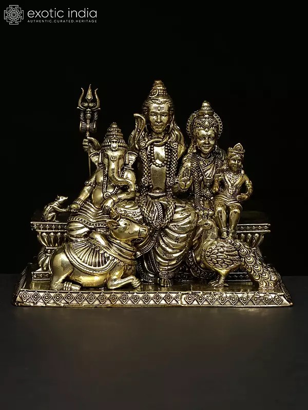 6" Superfine Lord Shiva Family Brass Statue