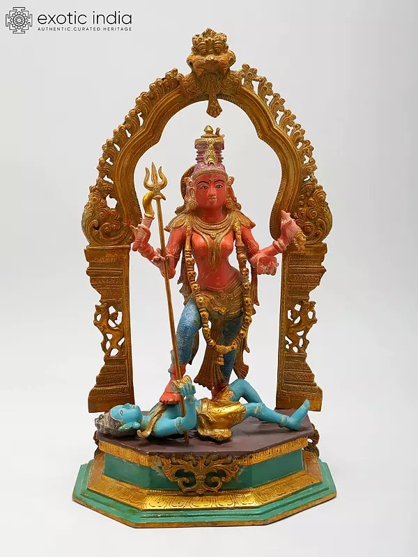 21" Brass Colorful Statue Of Devi Kali