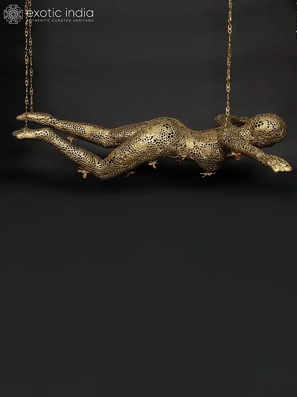 65" Brass Idol Of Flying Lady Figure For Roof