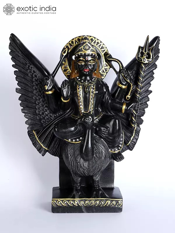 12" God Of Justice - Shani Dev | Black Marble Sculpture