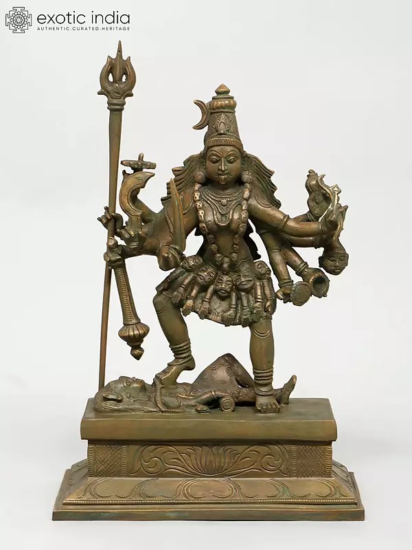 12" Goddess Kali Standing on Lord Shiva | Madhuchista Vidhana (Lost-Wax) | Panchaloha Bronze from Swamimalai
