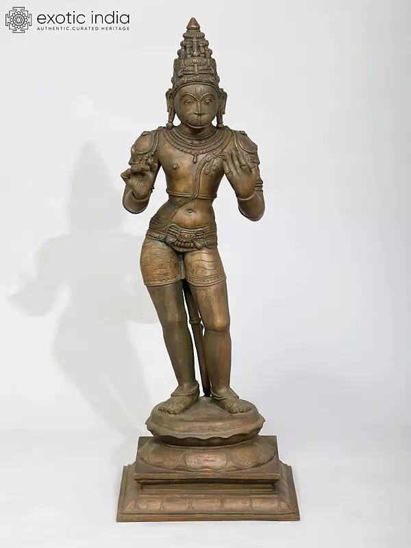 24" Standing Lord Hanuman | Madhuchista Vidhana (Lost-Wax) | Panchaloha Bronze from Swamimalai