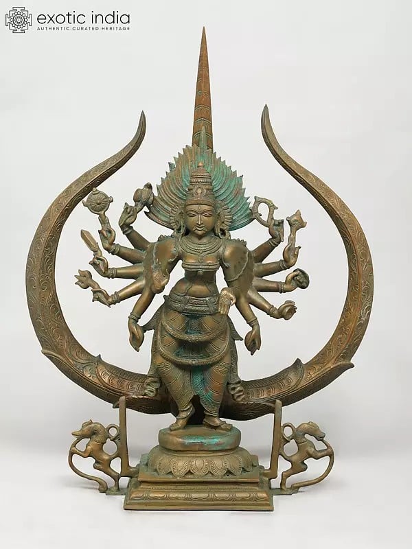 26" Twelve Armed Standing Goddess Kali with Trident | Madhuchista Vidhana (Lost-Wax) | Panchaloha Bronze from Swamimalai
