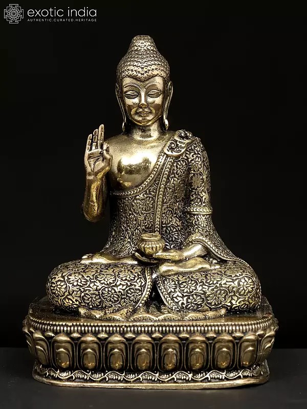 Small Superfine Lord Buddha Seated in Vitark Mudra | Brass Statue
