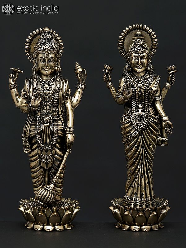 Superfine Standing Vishnu - Lakshmi Pair | Brass Statues