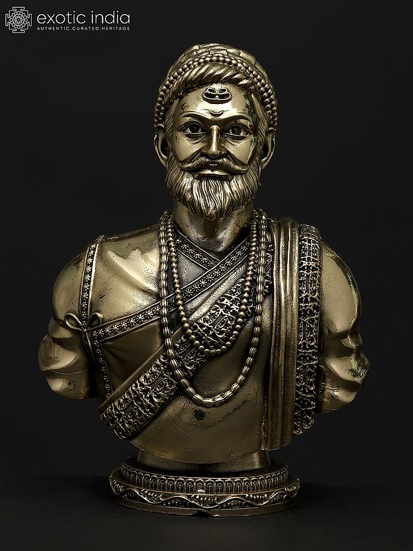 4" Small Superfine Chhatrapati Shivaji Maharaj Bust | Brass Statue
