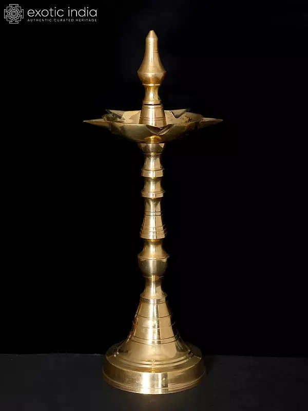 11" Brass Ritual Lamp for Temple | Brass Diya for Home
