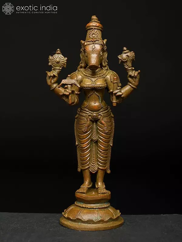 5" Standing Goddess Varahi | Madhuchista Vidhana (Lost-Wax) | Panchaloha Bronze from Swamimalai