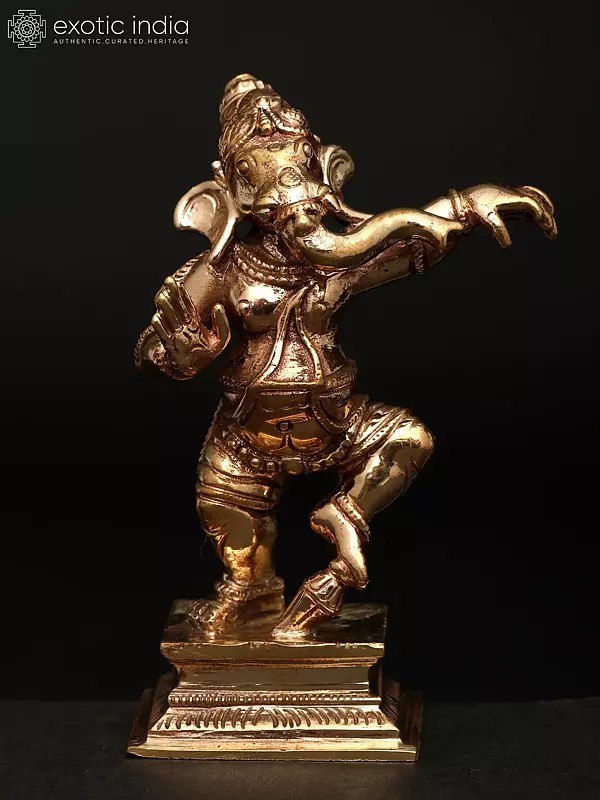 3" Small Dancing Lord Ganesha | Madhuchista Vidhana (Lost-Wax) | Panchaloha Bronze from Swamimalai