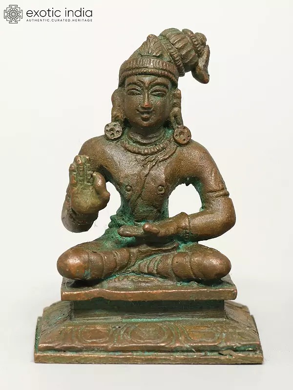 2" Small Hindu Saint Nammalvar | Madhuchista Vidhana (Lost-Wax) | Panchaloha Bronze from Swamimalai
