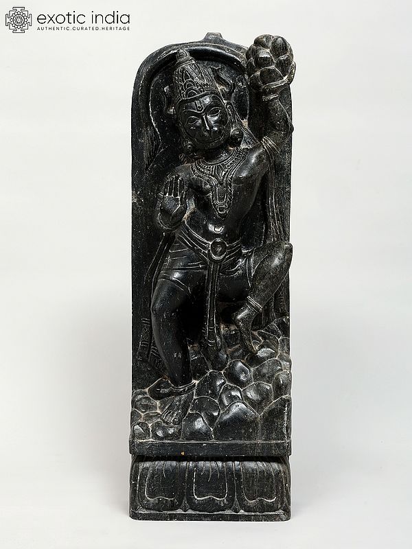 18" Lord Hanuman Carrying Sanjivani | Granite Stone Statue | Made In Orissa
