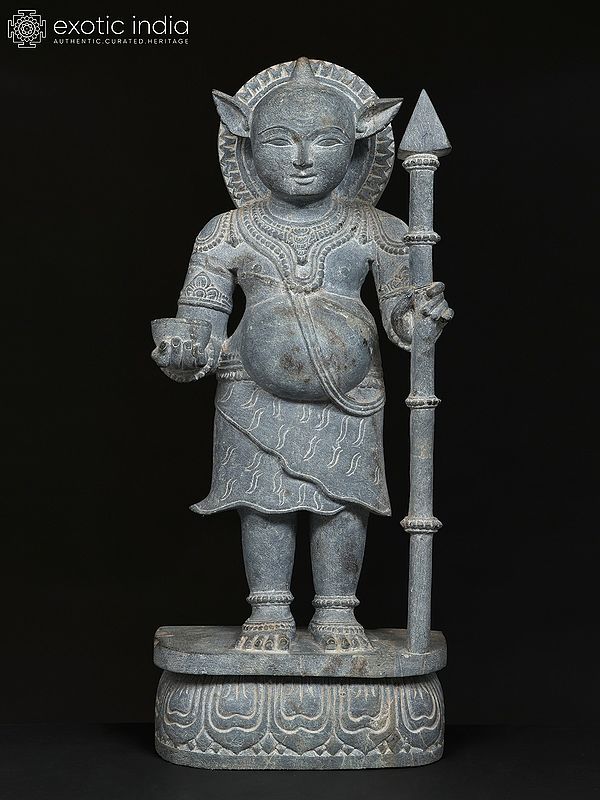 18" Standing Nandi (Lord Shiva's Vahana) | Granite Stone Statue | Made In Orissa