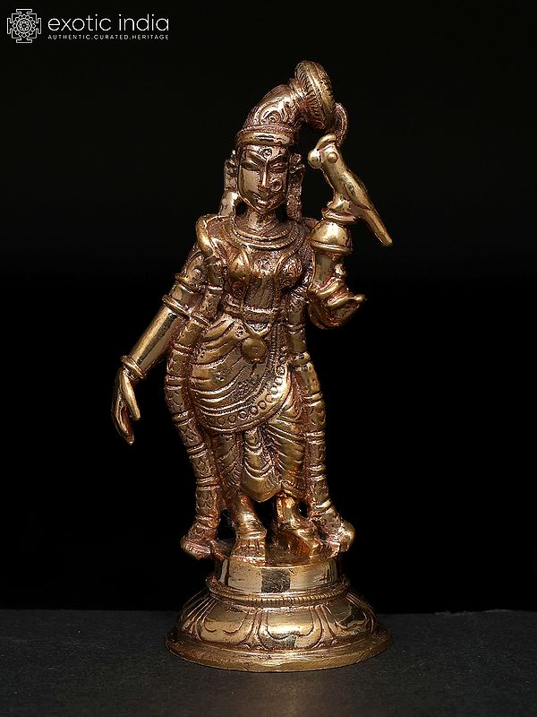 3" Small Goddess Andal | Madhuchista Vidhana (Lost-Wax) | Panchaloha Bronze from Swamimalai