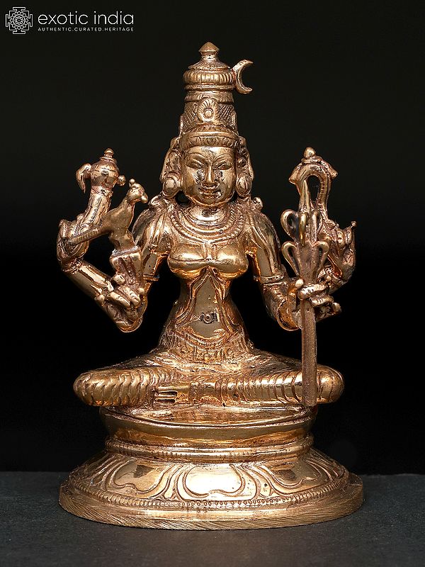 3" Small Goddess Rajarajeshvari | Madhuchista Vidhana (Lost-Wax) | Panchaloha Bronze from Swamimalai