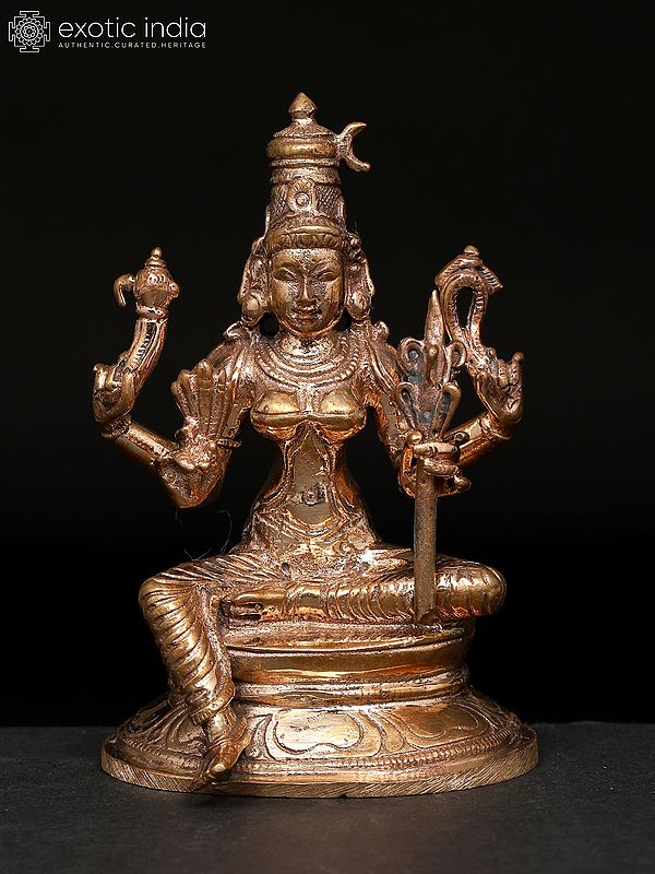 3" Small Goddess Rajarajeshvari | Madhuchista Vidhana (Lost-Wax) | Panchaloha Bronze from Swamimalai