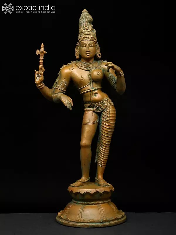 13" Ardhanarishvara (Shiva-Shakti) | Madhuchista Vidhana (Lost-Wax) | Panchaloha Bronze from Swamimalai