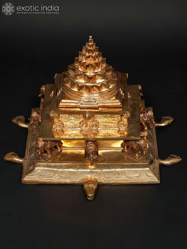 17" Shri Yantra on Tortoise Back | Madhuchista Vidhana (Lost-Wax) | Panchaloha Bronze from Swamimalai