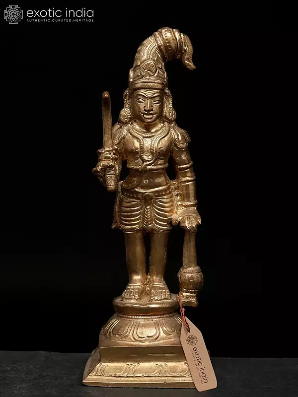 6" Tamil Deity Karuppu Sami Bronze Statue | Karuppasamy Idol