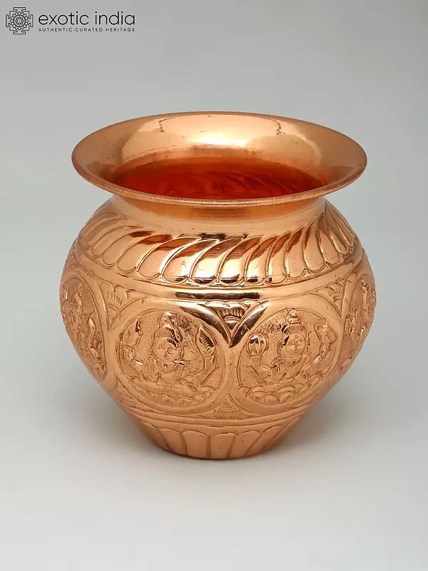 4" Ashta Lakshmi Puja Kalash in Copper