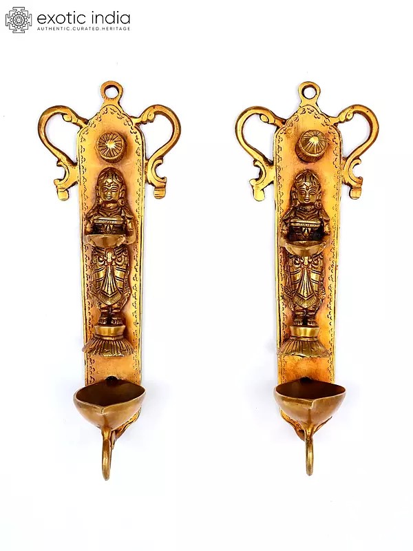 10" Deeplakshmi Wall Hanging (Price Per Pair) in Brass | Handmade | Made in India