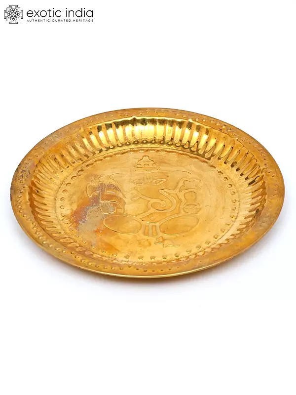 7" Ganesha Puja Thali In Brass | Handmade | Made In India