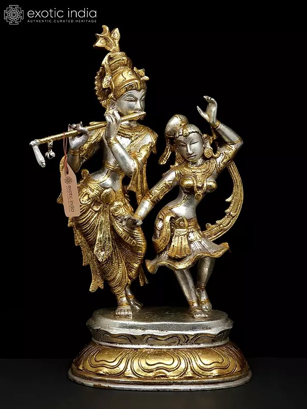 16" Dancing Radha Krishna In Brass | Handmade | Made In India