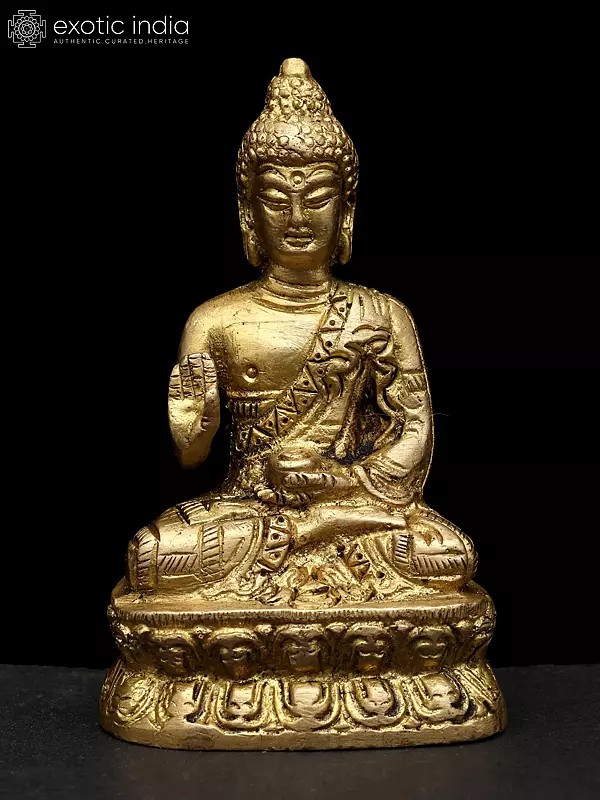 3" Small Blessing Lord Buddha Brass Idol | Handmade | Made in India