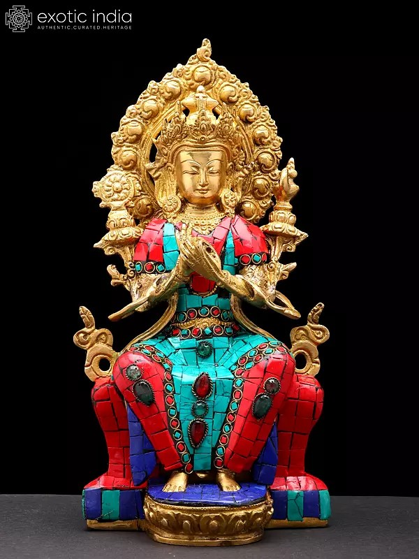 11" Future Buddha Maitreya Brass Statue | Handmade Buddhist Idols | Made in India