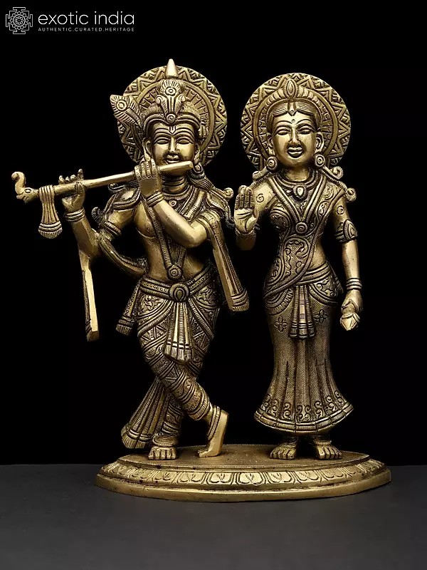 10" Radha Krishna In Brass | Handmade | Made In India