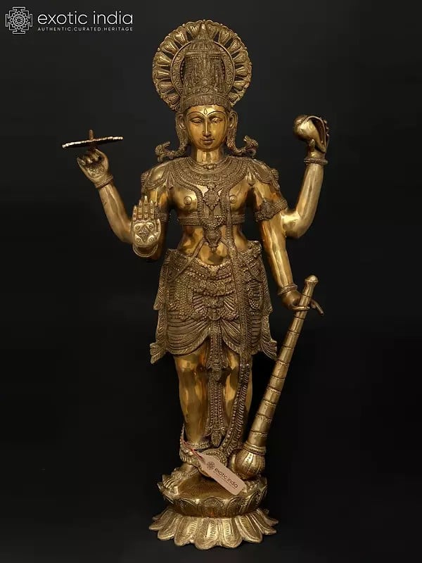 38" Large Standing Lord Vishnu | Handmade