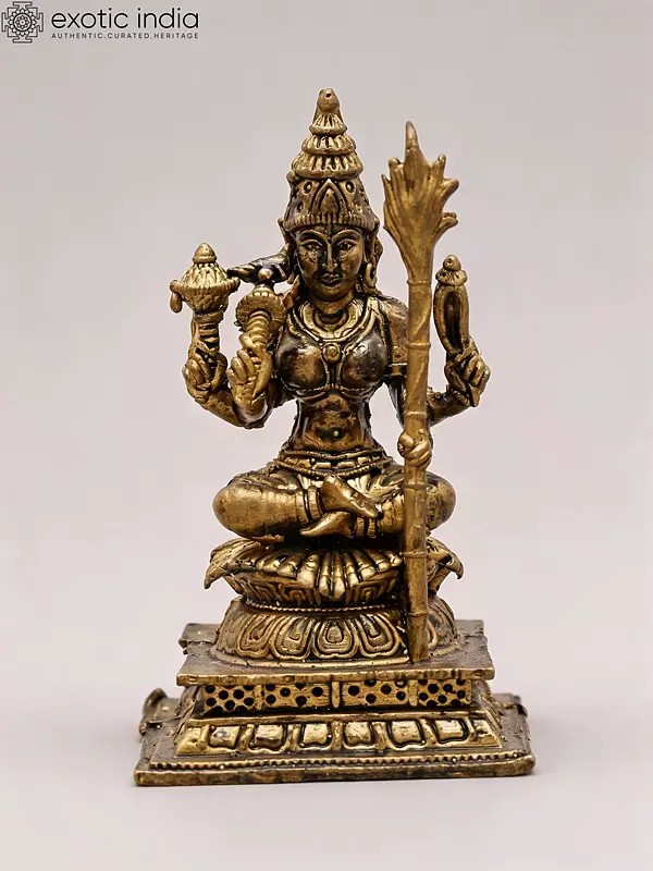 2" Small Goddess Rajarajeshvari (Tripura Sundari) Copper Idol