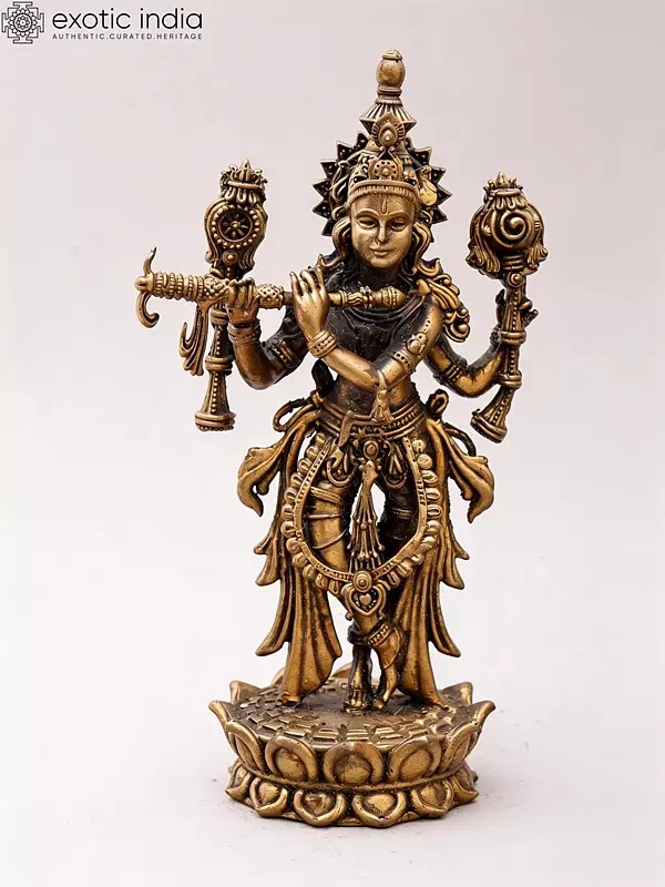 5" Small Superfine Venugopal Krishna Copper Idol