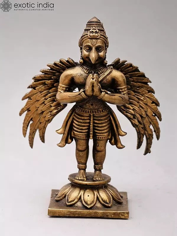 Copper Garuda Statue in Namaskar Pose