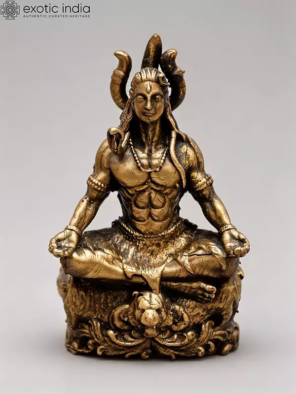 Small Mahayogi Shiva Brass Statue (2 Inch)