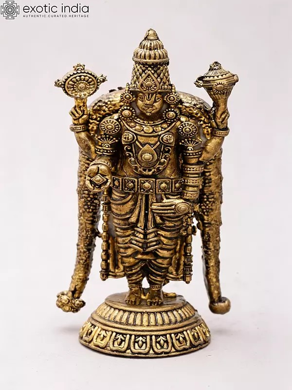3" Lord Tirupati Balaji (Venkateshvara) Copper Statue