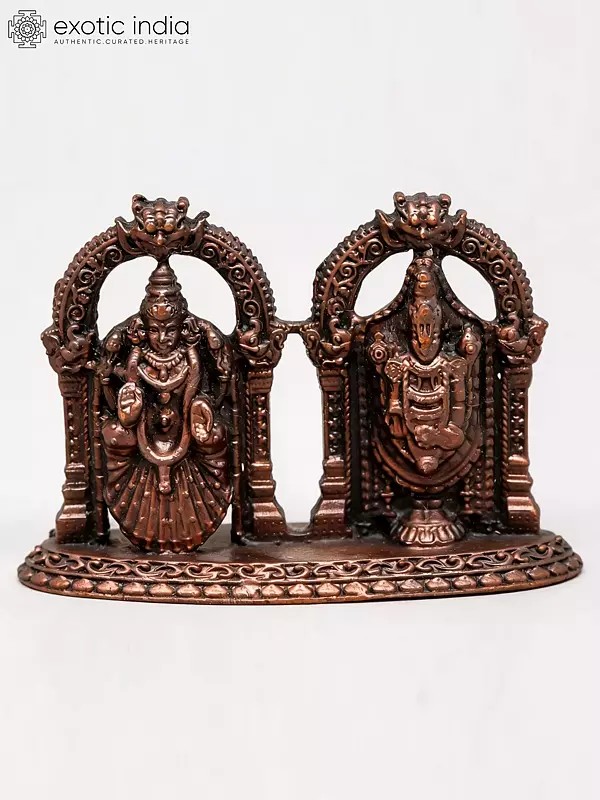 2" Lord Venkateshvara with Goddess Padmavati Copper Statue