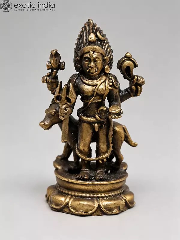 Lord Shiva as Bhairava Copper Statue - 2" Small