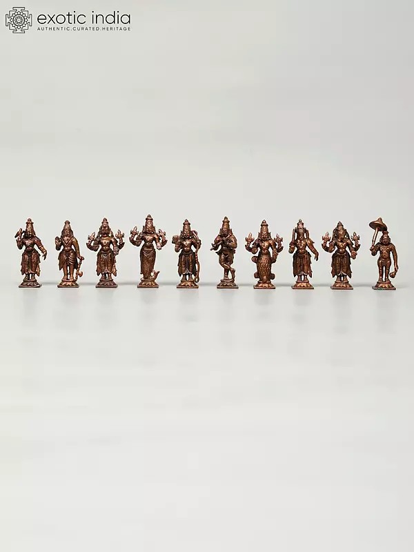 3" Small Dashavatara of Lord Vishnu | Copper Statues
