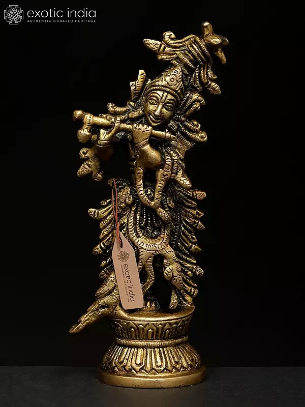 5" Small Fluting Lord Krishna | Brass Statue