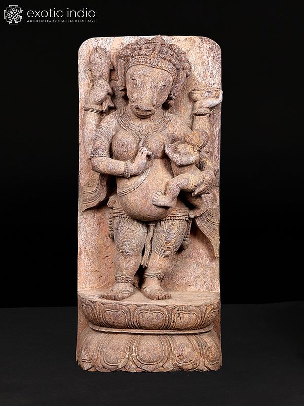 31" Large Goddess Varahi | Khondalite Stone Sculpture