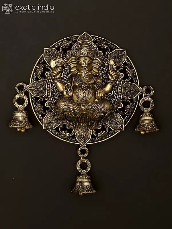 9" Superfine Lord Ganesha Bell | Wall Hanging Brass Statue