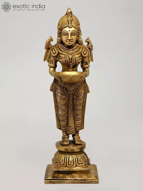 11" Standing Deep Lakshmi | Brass Statue