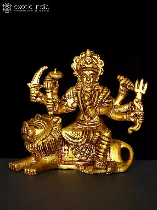 3" Small Goddess Durga (Sherawali Maa) | Brass Statue