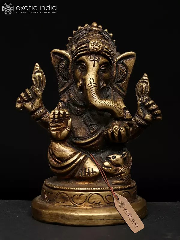 3" Small Blessing Ganesha | Brass Statue