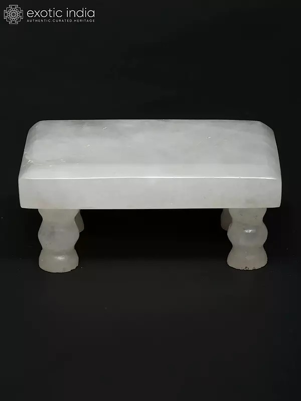 3" Small Clear Quartz Gemstone Puja Chowki (Pedestal)