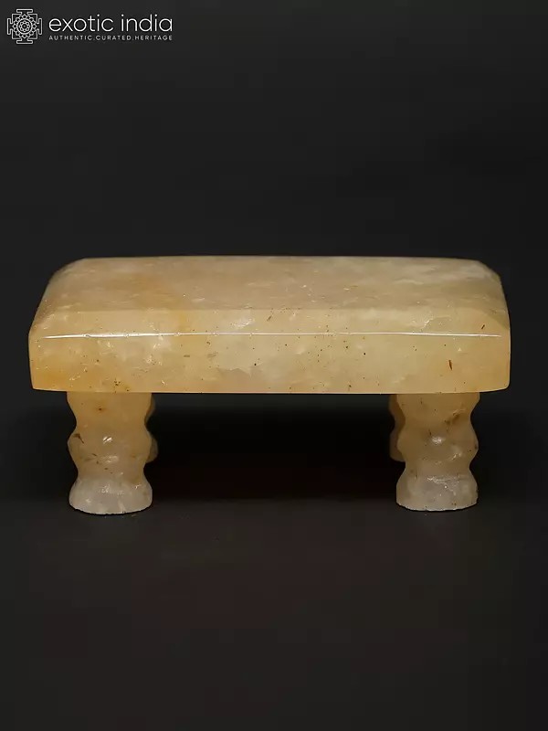 3" Small Puja Chowki in Yellow Quartz Gemstone