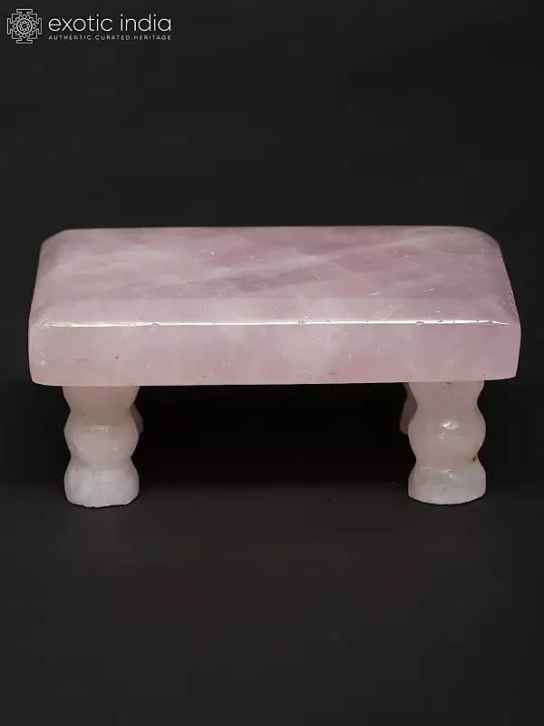 3" Small Rose Quartz Puja Chowki (Pedestal)