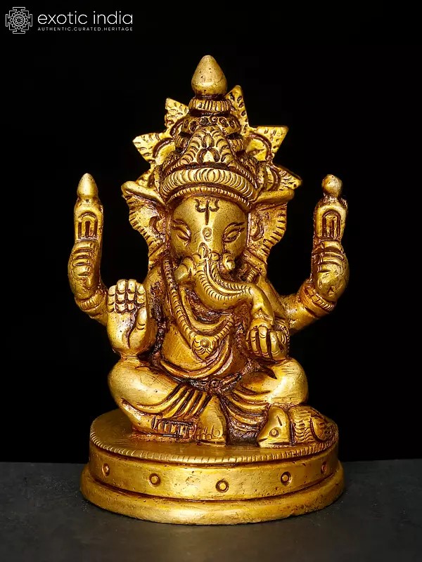 3" Small Blessing Lord Ganesha | Brass Statue